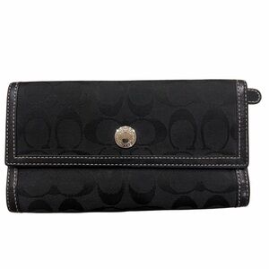 Vintage Coach Black Monogram
Canvas & Leather Full Size Snap
Open Wallet